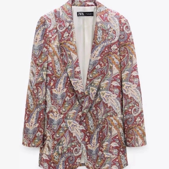Zara NWOT Paisley Co Ord Suit Set- Blazer (Size Small) and Pants (Size Medium) - Picture 3 of 4